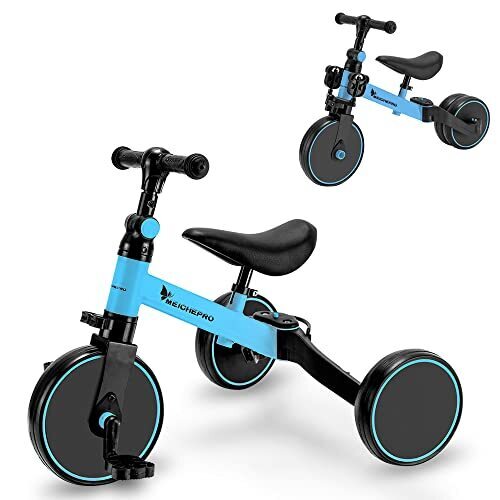 三輪車 子供用 1-5歳向け 3in1 自転車 キッズ キックバイク 幼児用バイク ランニングバイク 組み立て簡単 2.8KG軽量設計 高さ調整可 アウトドア＆室内兼用 キッズプレゼント 日本語説明書付き (ブルー),ペダルなし,自転車,