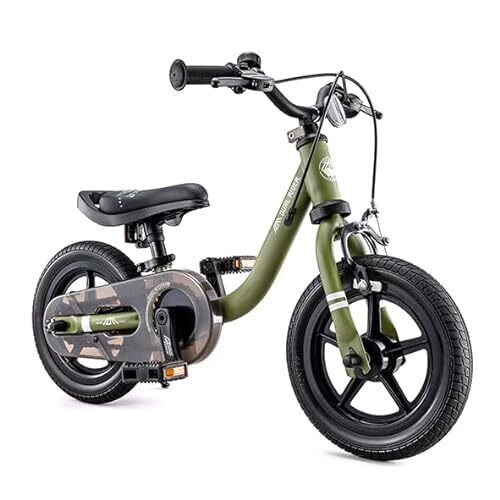 【公式】アイデス DUAL RIDER×D-Bike 自転車 ペダル取り外し可能 2in1 工具不要 簡単ブレーキ プレゼント (カーキグリーン),ペダルなし,自転車,