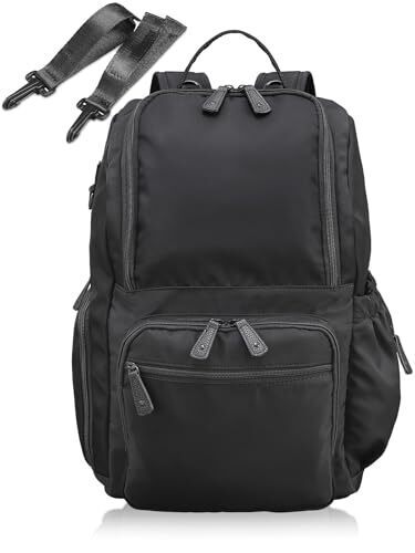 [アンコール] マザーズリュック 【現役ママのこだわり 美フォルムリュック】 収納のプロ監修 マザーズバッグ 20のポケット リュックサック ずれ防止バックル付 A4 軽量 チェストストラップ 背面ポケット 出産祝 (黒),ママバッグ,人気,