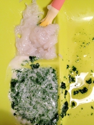 ある日の離乳食中期！シラス粥とほうれん草ヨーグルト,離乳食,ヨーグルト,