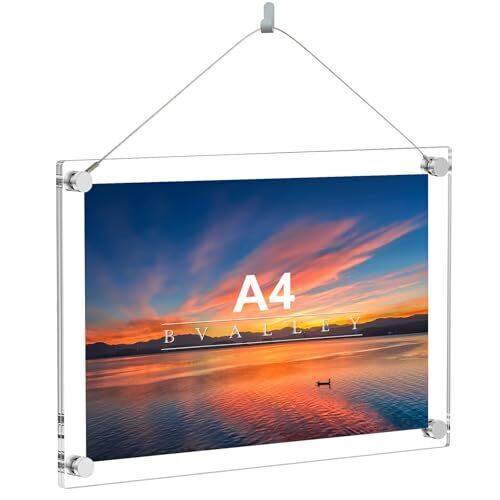 BValley 透明アクリルフォトフレーム 写真立て、額縁、スタンドタイプ 写真フレーム、透明 ピクチャー、ポスター 横縦置き兼用 (210x297mm A4判),フォトカレンダー,印刷,作成