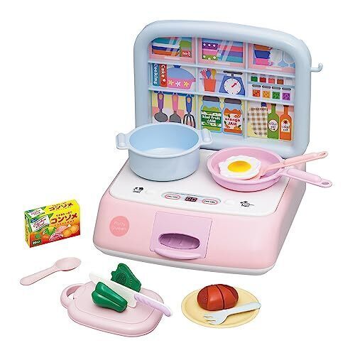 トイローヤル ジュ~ジュ~IHクッキングセット ( ごっこ遊び / おままごと ) 音が鳴る キッチンセット ( フード / お野菜 / 小物付き ) ピンク くすみカラー リアルな音 調理器具セット,ままごと,おもちゃ,