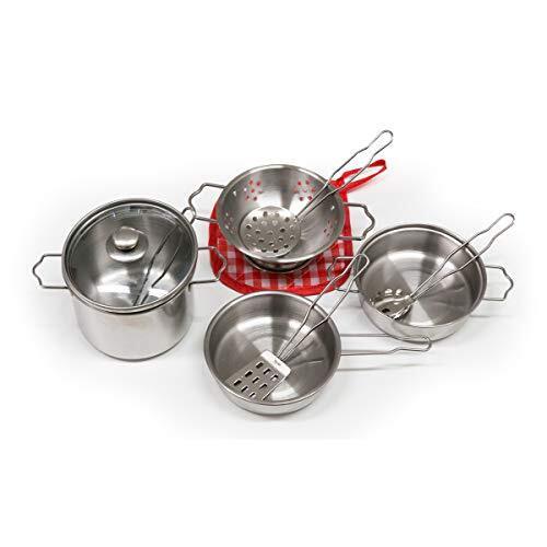 RiZKiZ ステンレス製 ままごとお鍋セット ミニチュアキッチン 10点セット キッズ用 調理器具 おもちゃ,ままごと,おもちゃ,