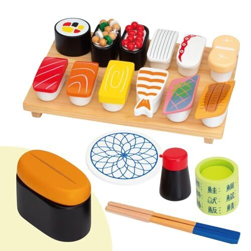 【ウッディプッディ直営限定品】はじめてのおままごと 特上おすしセット (うに付き限定版)　マグネット 木のおもちゃ 知育玩具 プレゼント,ままごと,おもちゃ,