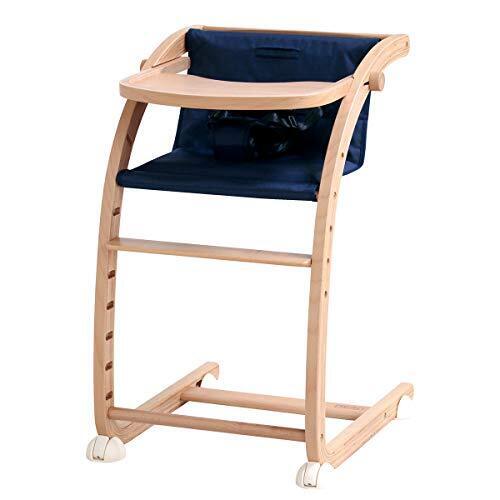 farska (ファルスカ) スクロールチェアプラス(ネイビー×ナチュラルフレーム) ロッキングからダイニングチェアまで ベビーと共に成長するイス 安全ベルト付き 木製 ベビーチェア バウンサー (746116),離乳食,椅子,