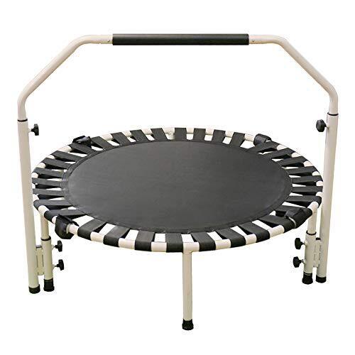 RIORES(リオレス) おりたたみトランポリン ゴムバンド式 102cm 耐荷重 100kg 家庭用 静音設計 90日保証付き ダイエット トレーニング フィットネス 大人用 子供用 こども (アイボリー+手すり),ミニトランポリン,