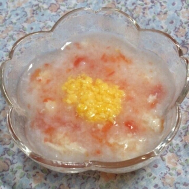 離乳食中期～☆オムライス風なお粥,離乳食,オムライス,