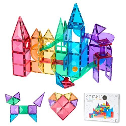 キットウェル マグビルド スロープセット 72ピース 知育玩具 マグネット ブロック おもちゃ 玉の道,積み木,知育,遊び方
