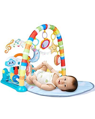 WYSWYGベビージム プレイマット プレイジム 新生児 ベビーおもちゃ おしゃれ 赤ちゃん ベビー 室内遊具 知育玩具 出産準備 出産祝い プレゼント ギフト 0歳(青い),知育玩具,0歳,