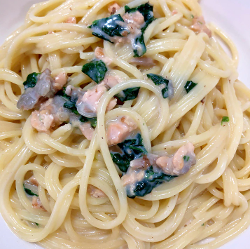 親子で鮭のほうれん草パスタ♪ ,幼児食,