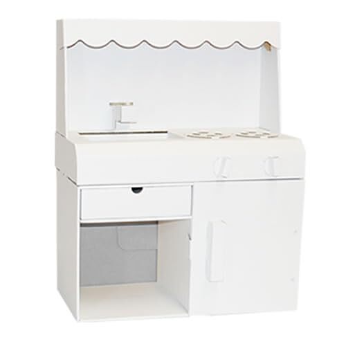 おままごとキッチン ままごと キッチン ままごと ままごとセット 冷蔵庫 レンジ 誕生日プレゼント ダンボール 日本製 キッチン おもちゃ ごっこ遊び HOWAY キッチン単品ホワイト,おままごと,キッチン,