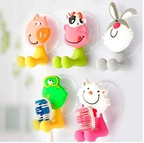YouLane 歯ブラシホルダー スタンド かわいい 吸盤式 壁掛け アニマル 動物 5種類 セット 歯ブラシ掛け 雑貨 小物収納 (5個セット),アメリカ,歯ブラシ,子ども