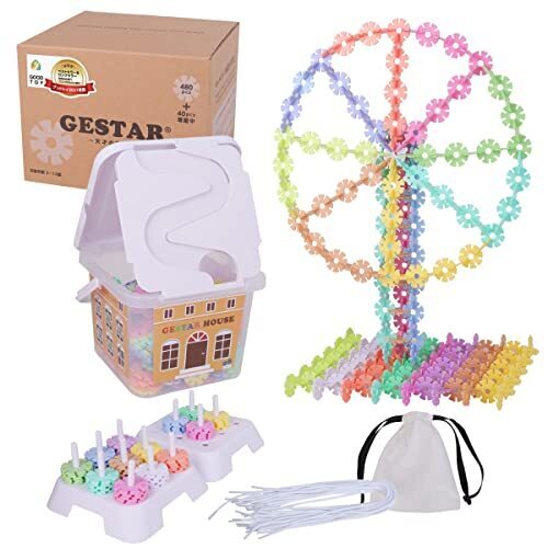 LOTUS LIFE ジスター (GESTAR) 天才のはじまり (パステルカラー) 知育玩具 ブロック おもちゃ (2歳～12歳対応 / 女の子 男の子) 480ピース＋40枚増量中 / 動画説明書付,4歳,誕生日プレゼント,