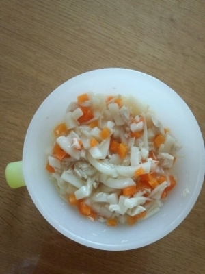 離乳食☆後期☆　マグロとえのきと人参入り＠うどん,離乳食,えのき,