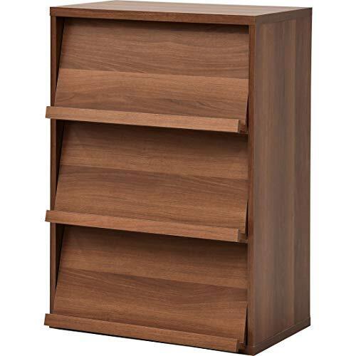 ワイエムワールド ディスプレイラック 本棚 フラップ扉 3枚扉 ウォールナット DSP3,絵本,収納,