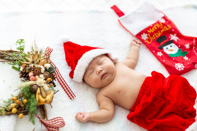 赤ちゃん クリスマス写真,赤ちゃん,月齢フォト,無料テンプレート