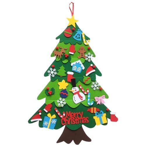 AISHITE クリスマスツリー フェルト DIY Merry christmas フェルトクリスマスツリー 壁掛け クリスマス飾り クリスマスオーナメント 飾り玄関 手作り 取り外し可能 贈り物 プレゼント,