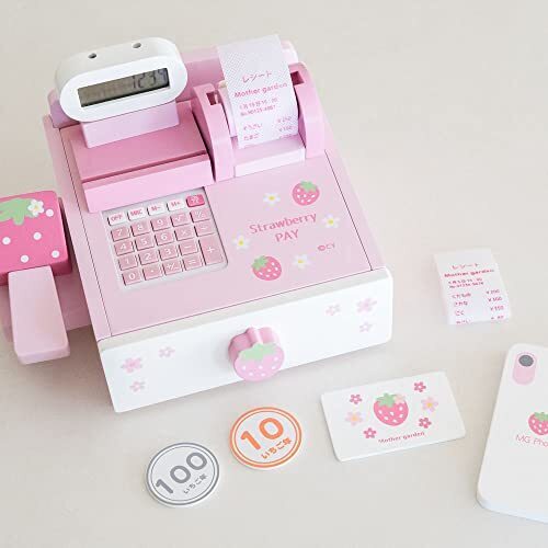 マザーガーデン 木の おままごと 野いちご レジスター おままごとセット ごっこ遊び プレゼント 木製 441-58391 〔 お店屋さん 木のおもちゃ ままごと セット 知育玩具 〕,ごっこ遊び,おもちゃ,