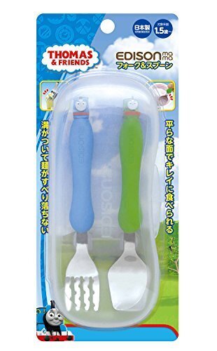 KJC エジソン フォーク&スプーン ケース付 きかんしゃトーマス 1.5歳から対象 じょうずに食べられる工夫がいっぱい,ベビー,フォーク,