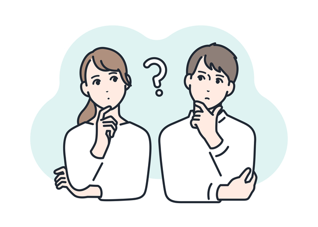 考える夫婦のイラスト,育児,分担,