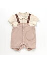 apres les cours サスペンダーレイヤードロンパス エフオーオンラインストア マタニティー/ベビー ロンパース/カバーオール ベージュ グリーン,ベビー服,ブランド,