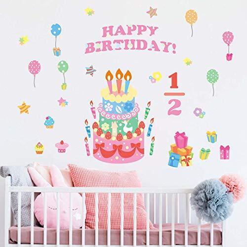 ウォールステッカー DECOパーティー ハーフバースデー 誕生日 飾り バースディ バースデイ 飾り付け 女の子 1歳 2歳 1/2 100日 かわいい おしゃれ 数字 子供 パーティー お祝い プレゼント ギフト (DECOパーティー),ハーフバースデー,