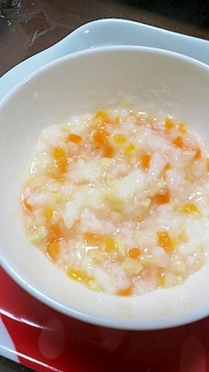 ☆離乳食中期☆にんじん＆じゃがいも入りおかゆ,離乳食,中期,