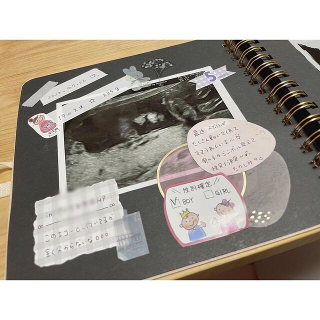 エコー写真活用例,フレークシール,作り方 使い方,育児日記 マタニティ