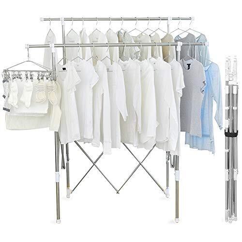 アイリスオーヤマ 洗濯物干し 室内物干し コンパクト収納 部屋干し時間短縮 布団も干せる 約4人用 伸縮スリム収納物干し 幅105.5~140×奥行72.5×高さ116.5~165㎝ SSSM-140,花粉症,子ども,