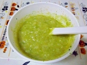 離乳食初期◎小松菜とキャベツのミルクがゆ,離乳食,進め方,